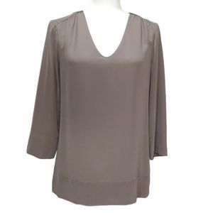 Ann Taylor 100% silk blouse XS taupe